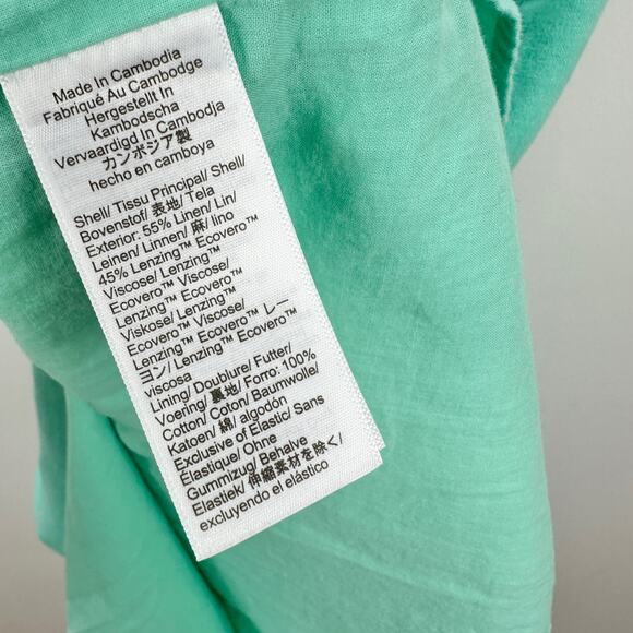 J.Crew Linen Blend Slip Midi Dress Mint Blue Slit Colorful Adjustable US 0 NWT - Picture 11 of 12